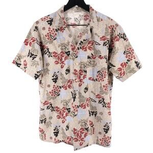 80s tropical floral print short sleeve shirt 1980s vintage
